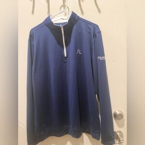 Rhoback Riva Blue Heather Stripe Performance Q-Zip Pullover Mens L Golf Outdoor